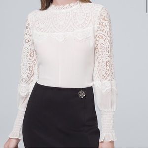 White House Black Market White Lace blouse